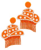 Orange Beaded Cowboy Hat Earrings