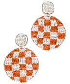 Orange and White Checked Earrings