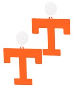 Orange and White Metal T Earrings