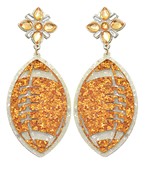 Orange and White Glitter Football Earrings