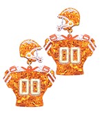 Orange Sequin Football Jersey Earrings