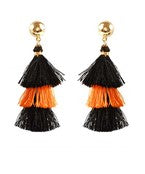 Black and Orange Tassel Earrings