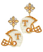 White Sequin Football Helmet Earrings
