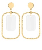 White Rectangle Drop Earrings