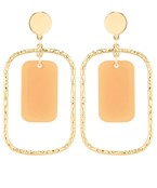Beige Drop Rectangle Earrings