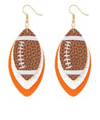 Glitter Faux Leather Football Earrings