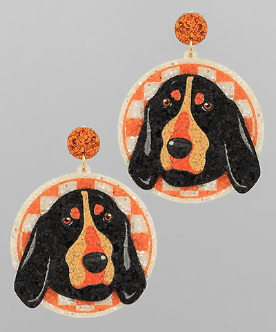 Glitter Checked Dog Earrings