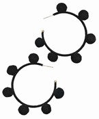 Black Pom Pom Hoops