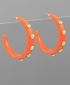 Orange and Gold Studded Earrings