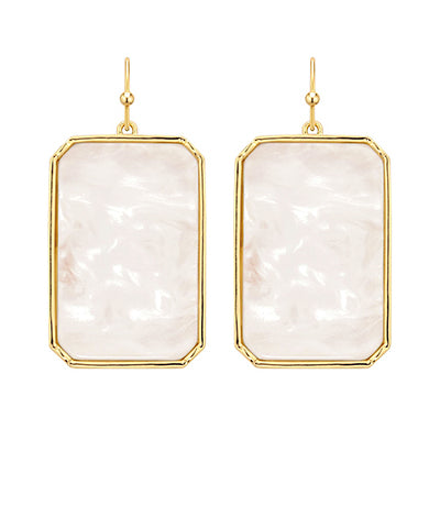 Pearl Rectangle Drop Earrings