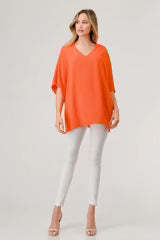 Orange Airflow Side Slit Tunic Top