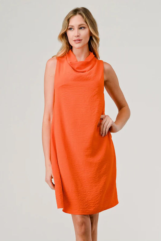 Orange Cowl Neck Dress