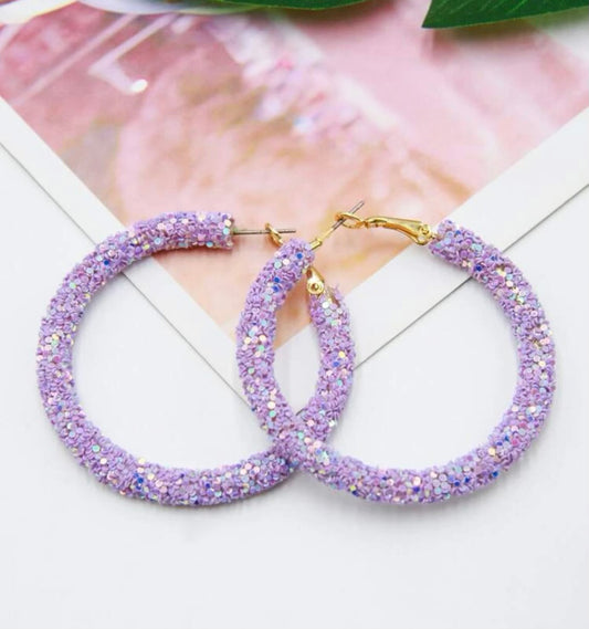 Lavender Glitter Hoops
