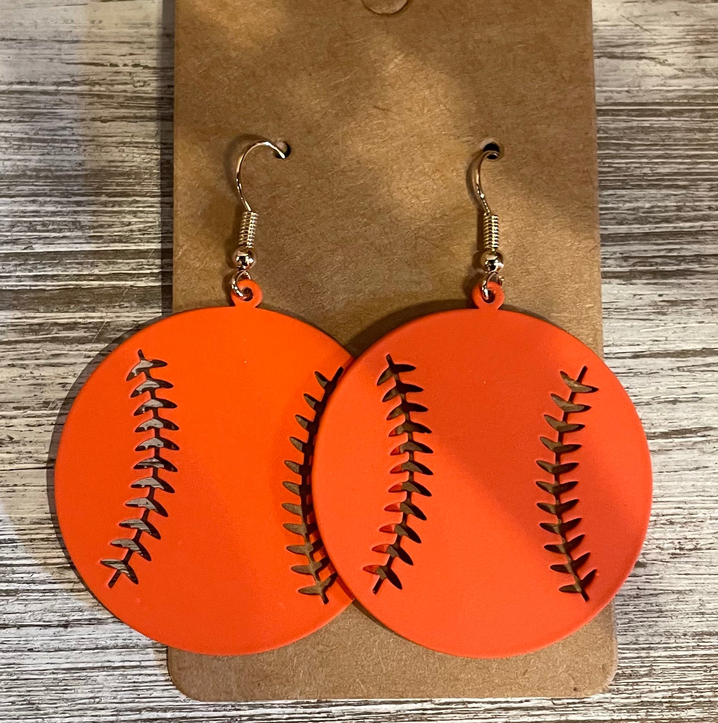 Orange Baseball Earrings