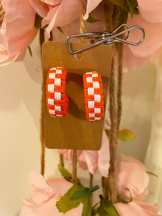 Orange and White Checked Hoops