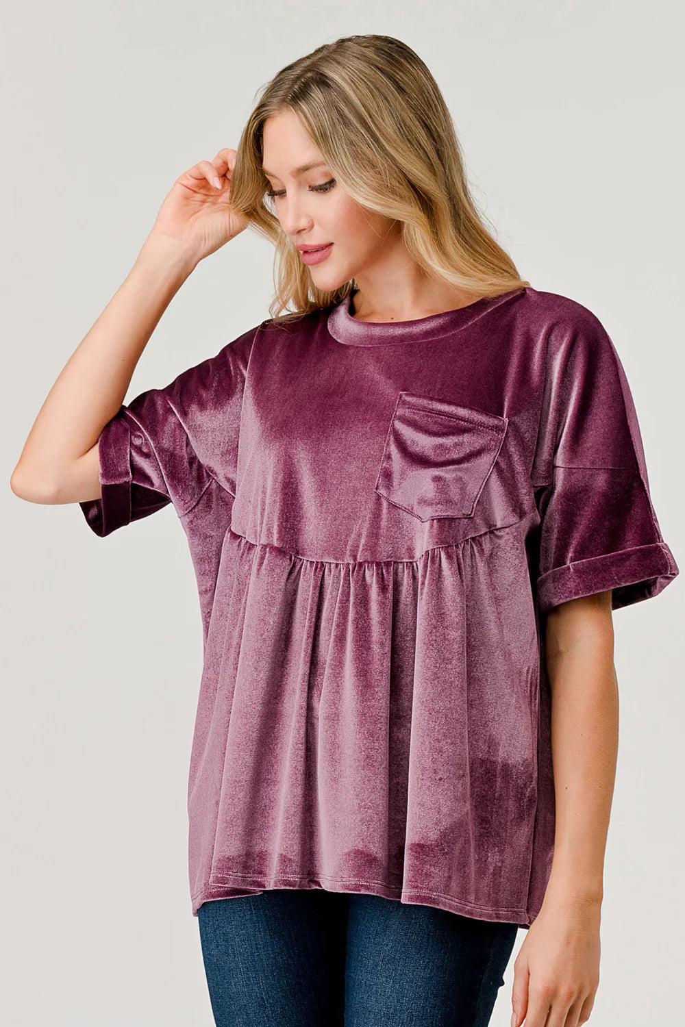 Curvy Plum Velour Top
