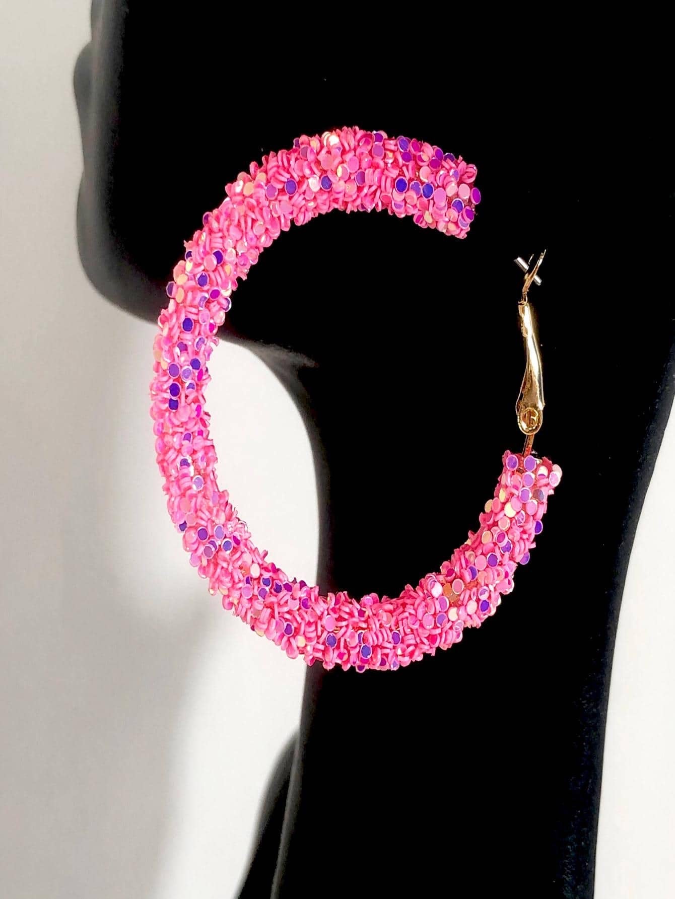 Small Pink Glitter Hoops