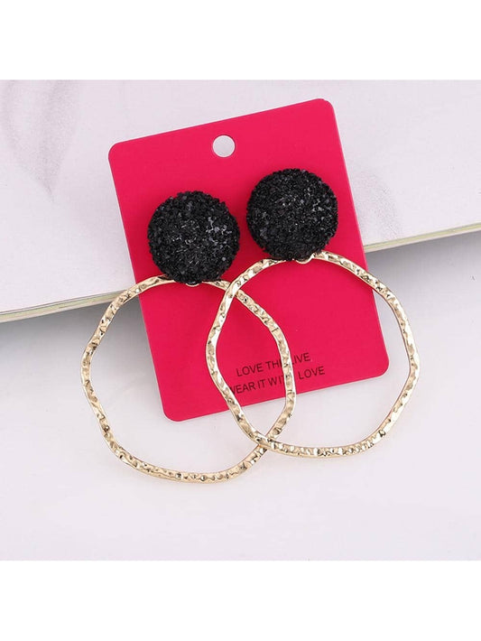Black Octagon Earrings