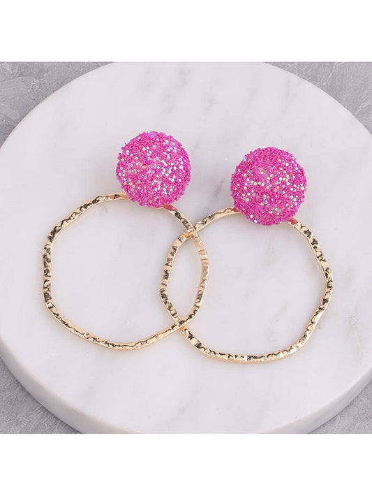 Hot Pink Octagon Earrings