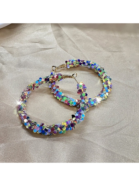 Medium Multi Chunky Glitter Hoops