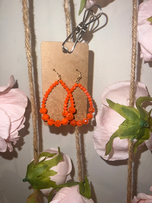 Orange Crystal Teardrop Earrings
