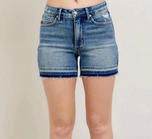 Mixed Hem Judy Blue Tummy Control Shorts