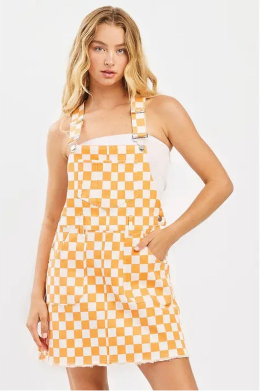 Checkered Overall Dress