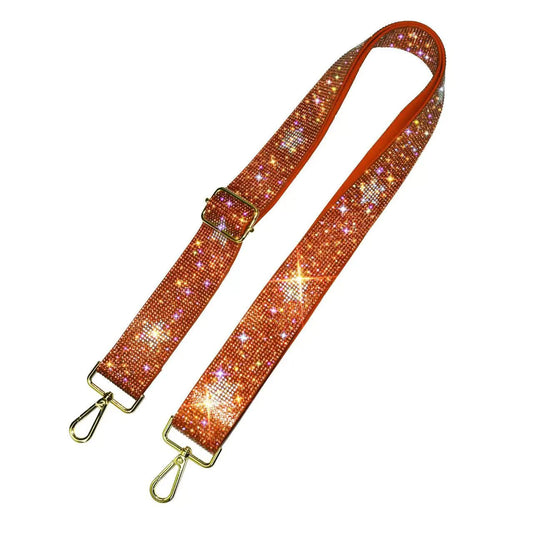Orange Rhinestone Purse Strap With Stars