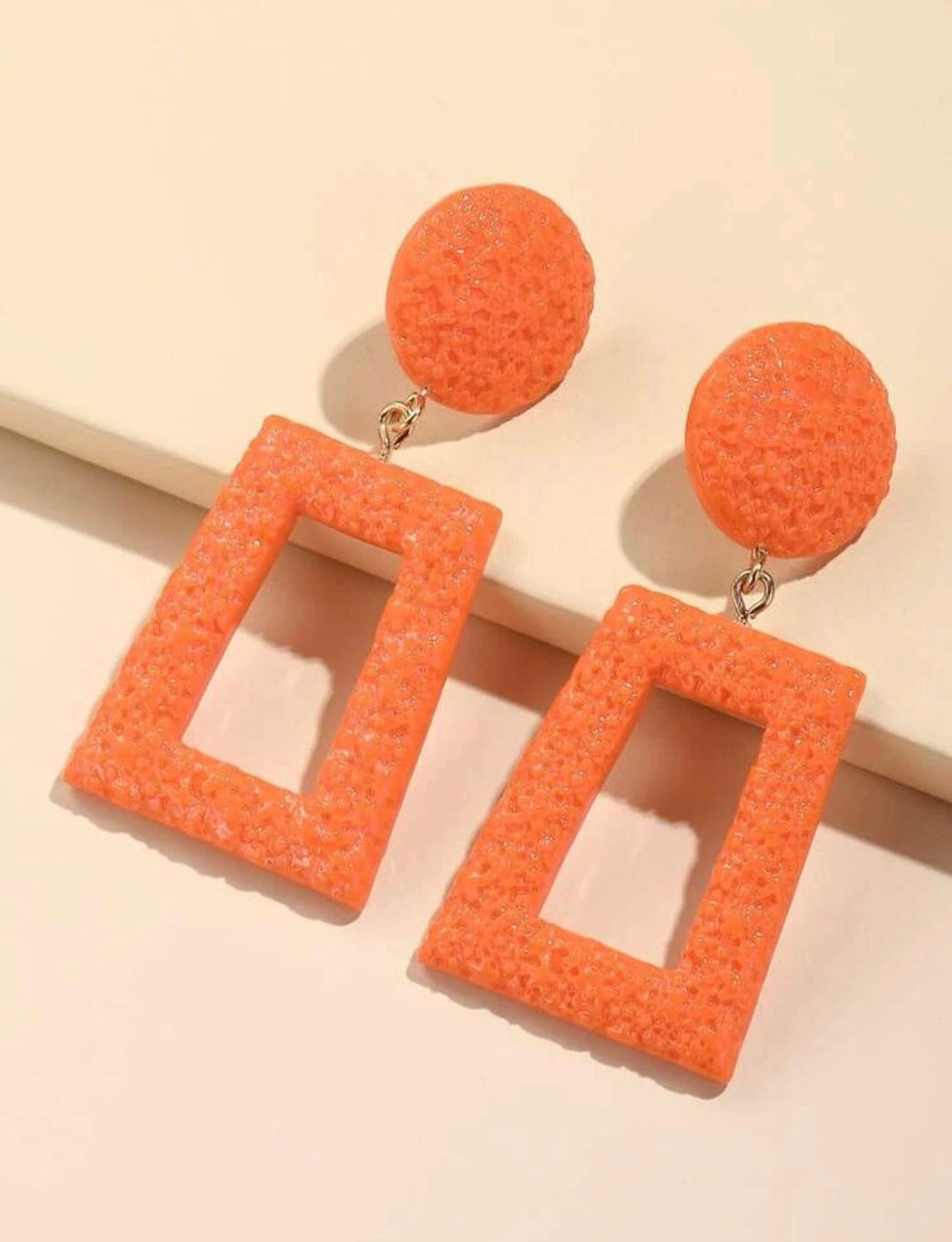 Orange Acrylic Sparkle Earrings