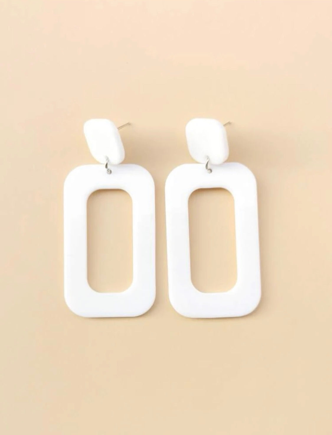 White Rectangle Earrings