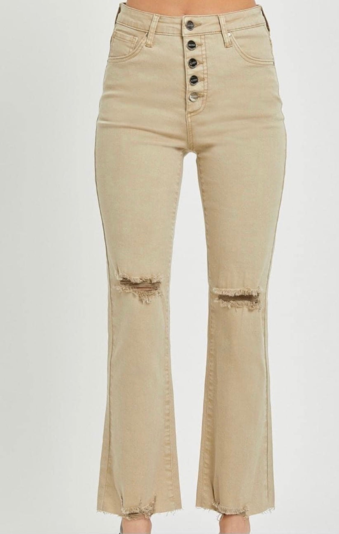 Risen Tummy Control Button Fly Cropped Ankle