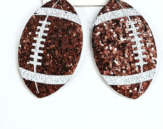 Brown Glitter Football Earrings