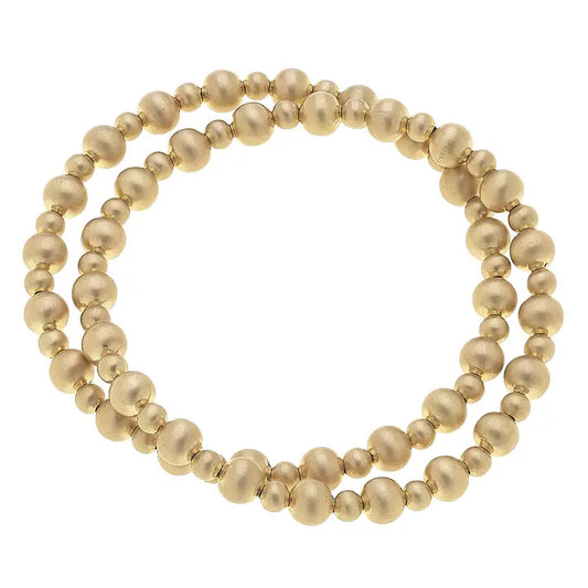 Kayla Ball Bead Stretch Bracelet Satin Gold