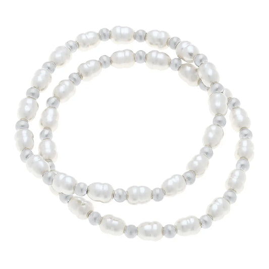 Carly Ball Bead and Pearl Stretch Bracelet