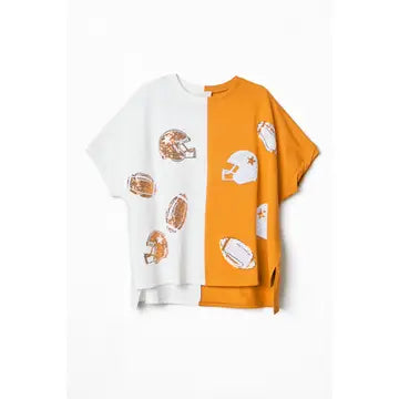 Game Day Football and Helmet Color Block Top