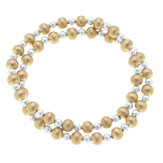 Kayla Ball Bead Satin Two Tone Bracelet
