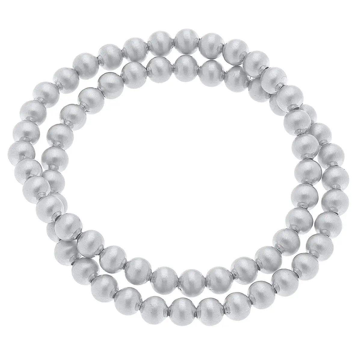 Cypress Ball Bead Satin Silver Bracelet