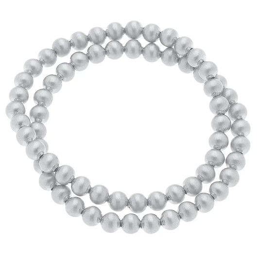 Kayla Ball Bead Satin Silver Bracelet