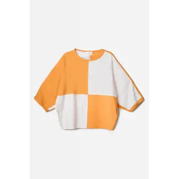 Orange and White Loose Fit Top