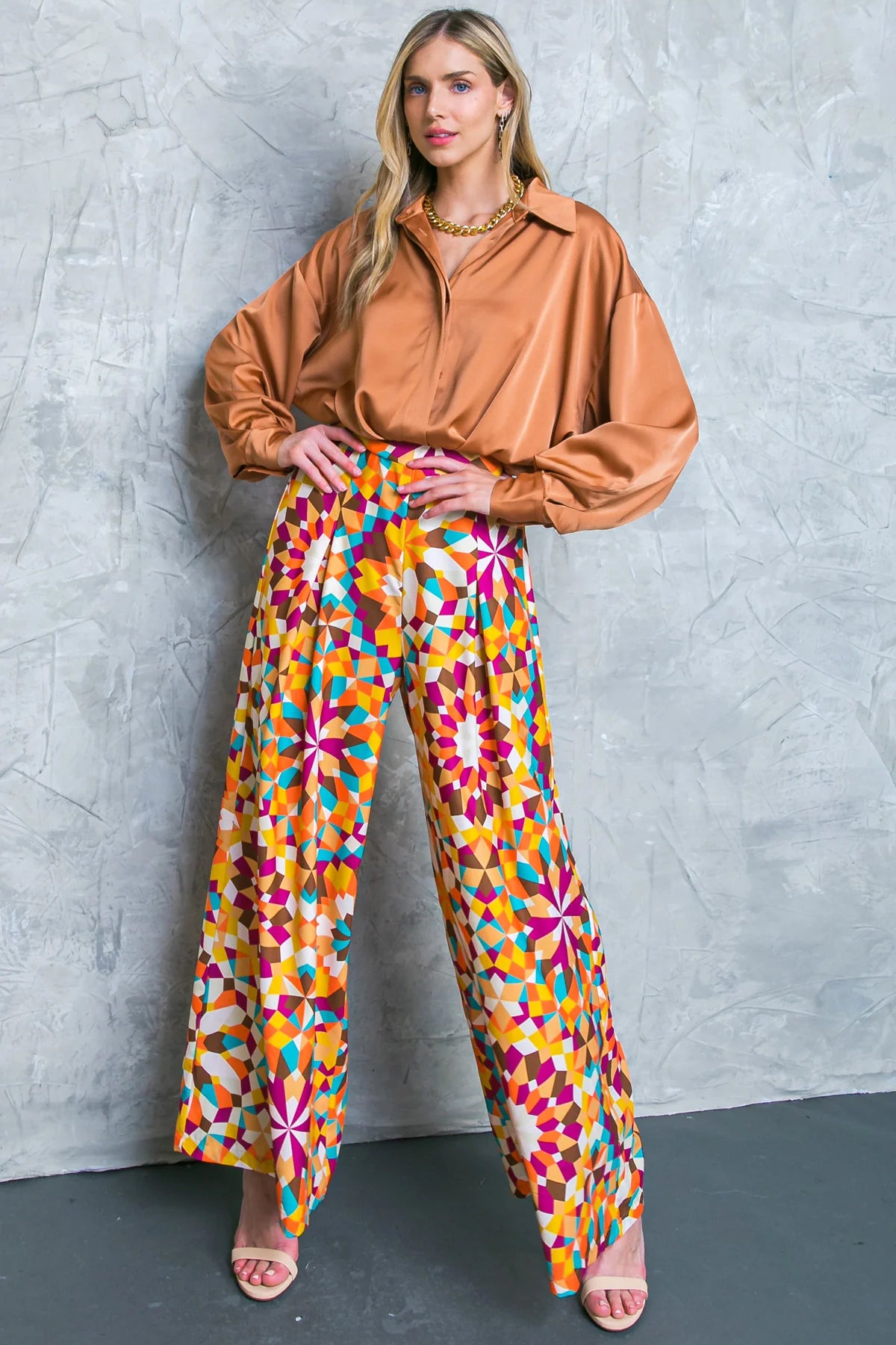 Bronze Lantern Sleeve Top