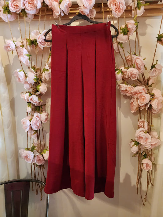 Maroon Wide Leg Pants