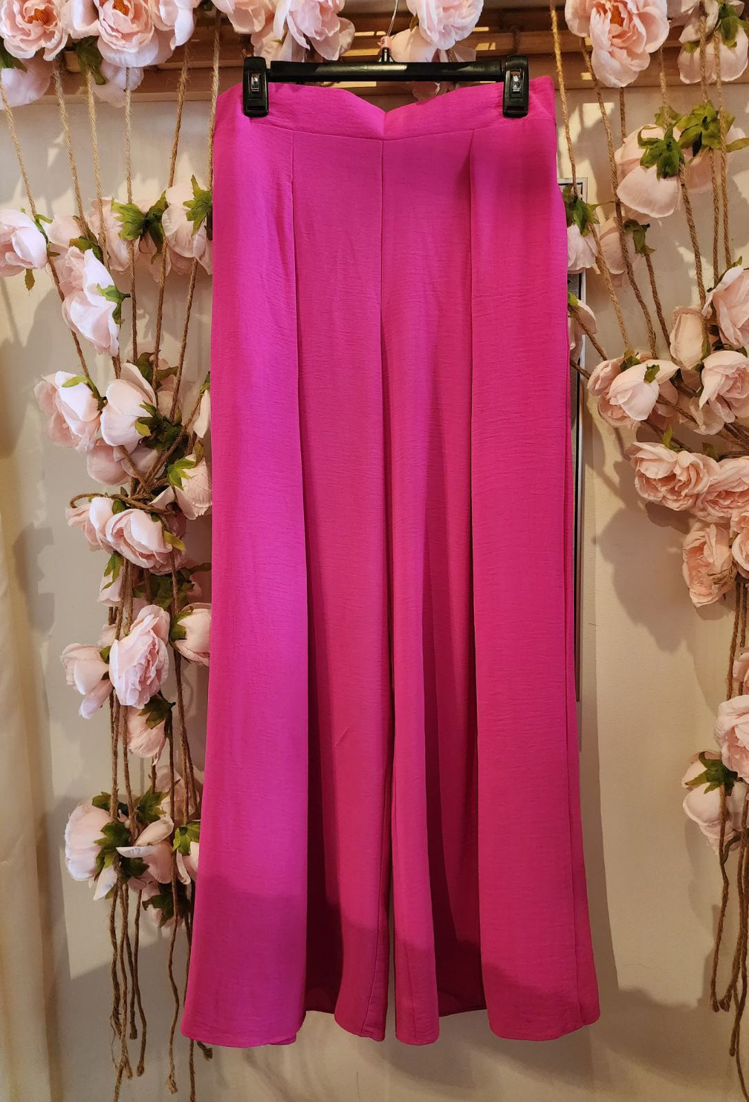 Hot Pink Front Pleat Palazzo Pants
