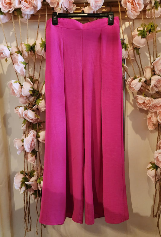 Hot Pink Front Pleat Palazzo Pants