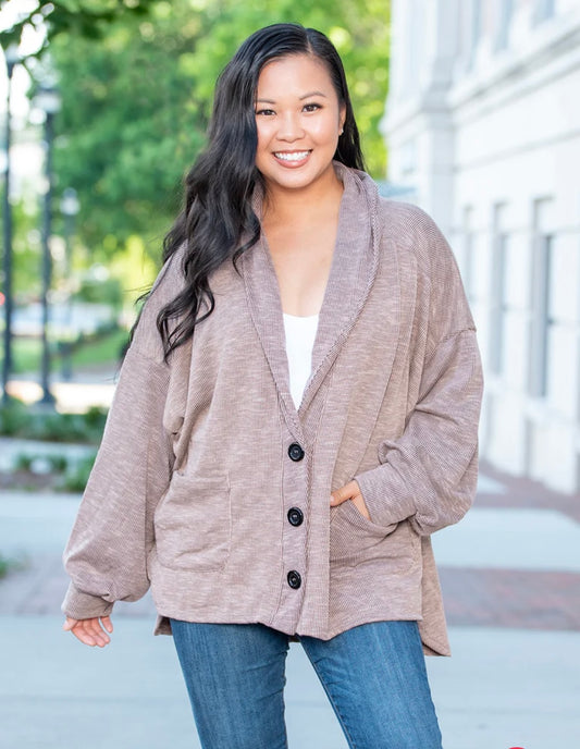 Oversized Ribbed Mocha Cardigan