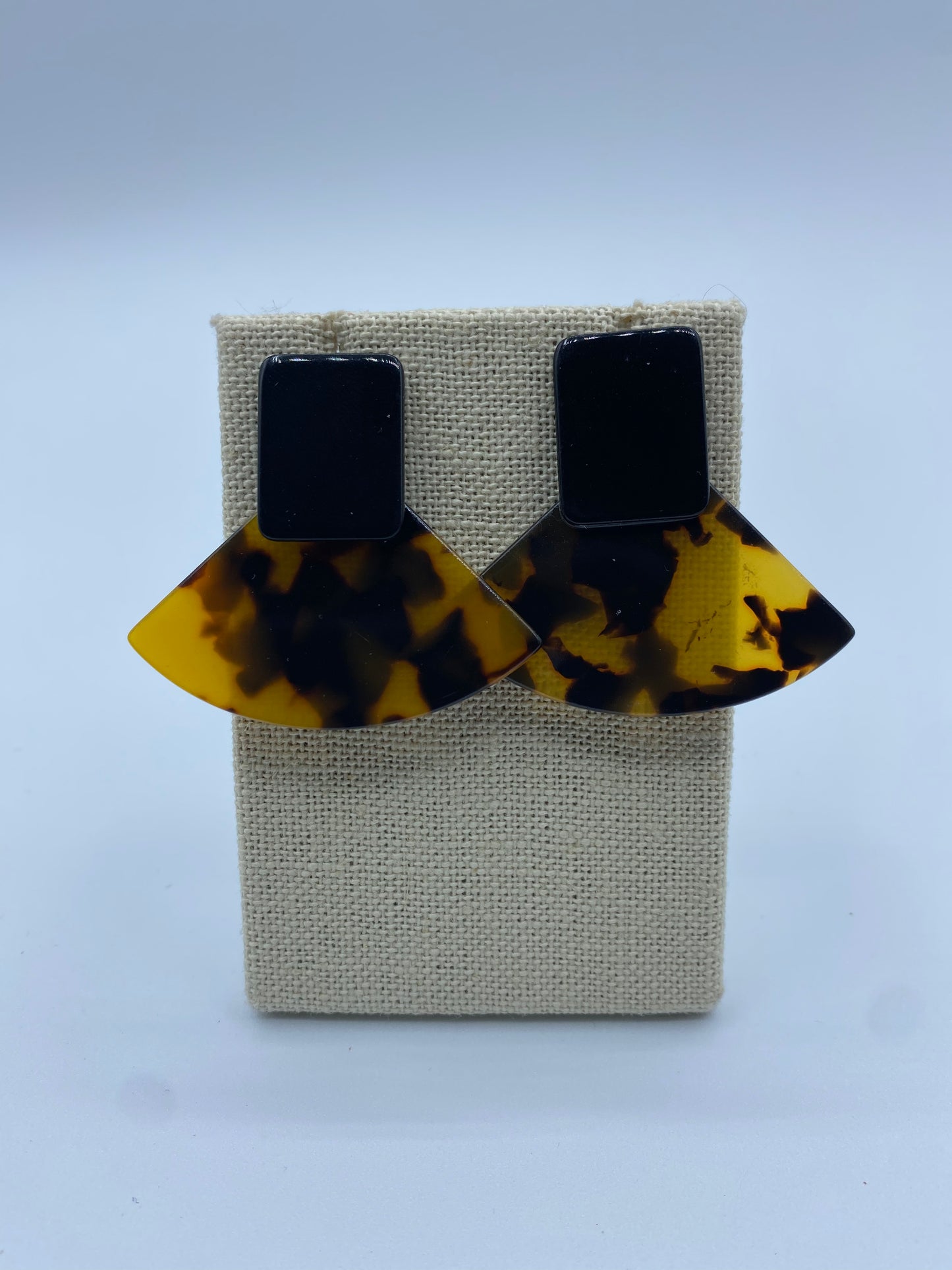Animal Print Rectangle and Fan Earrings
