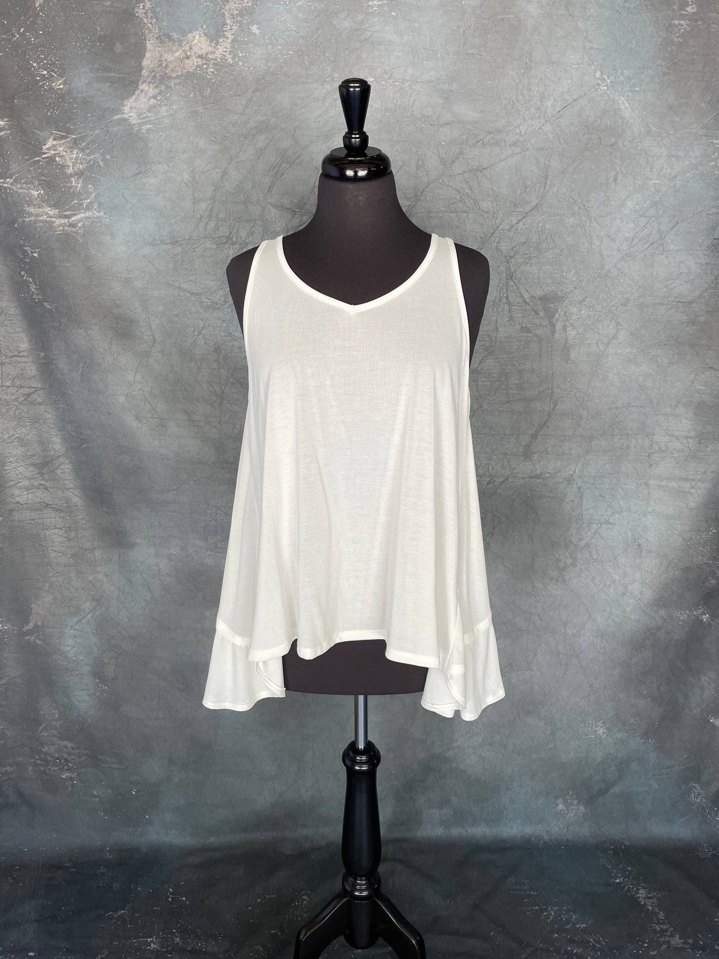 White Back Ruffle Tank Top
