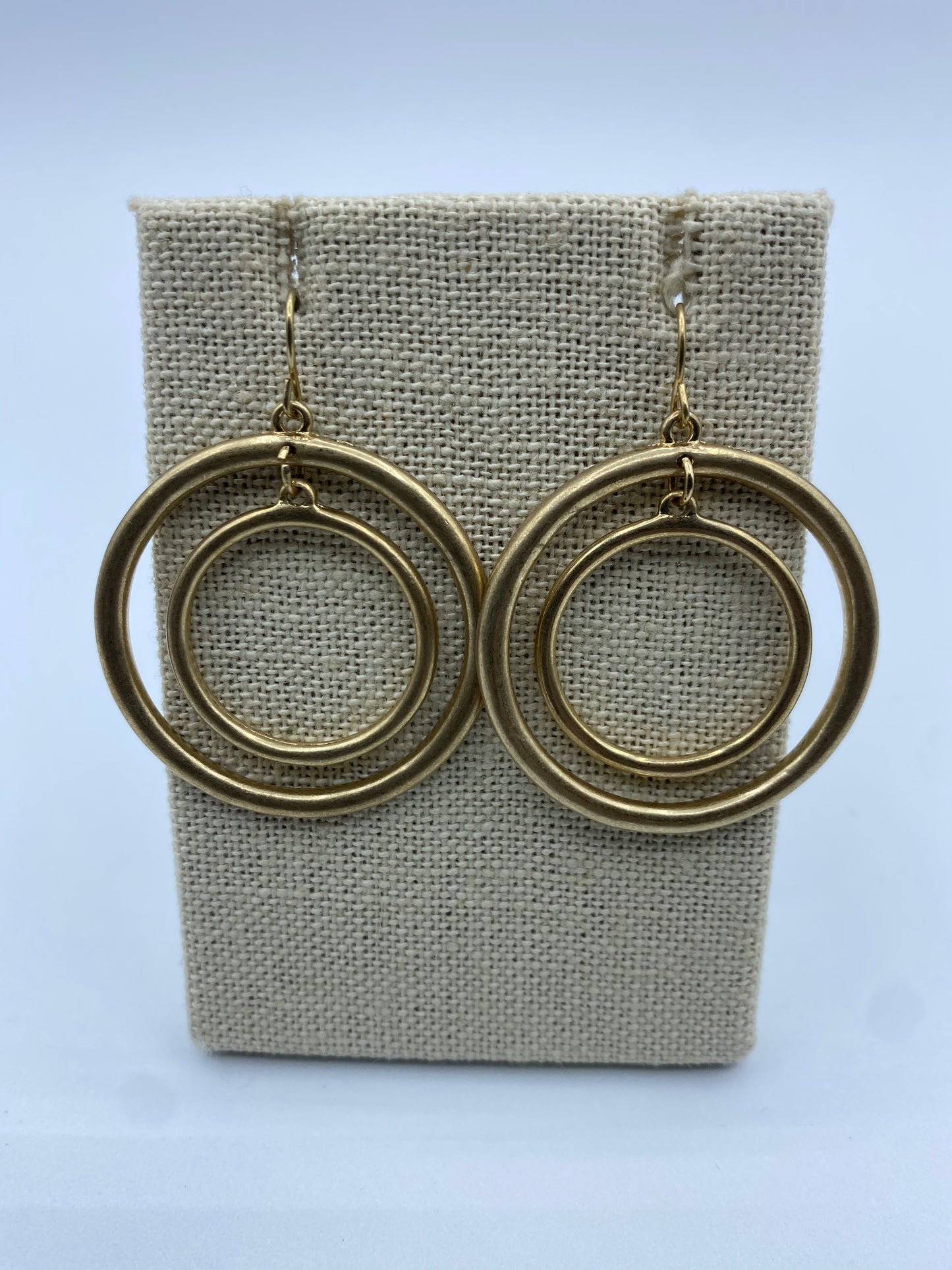 Brushed Gold Triple Hoops Earrings