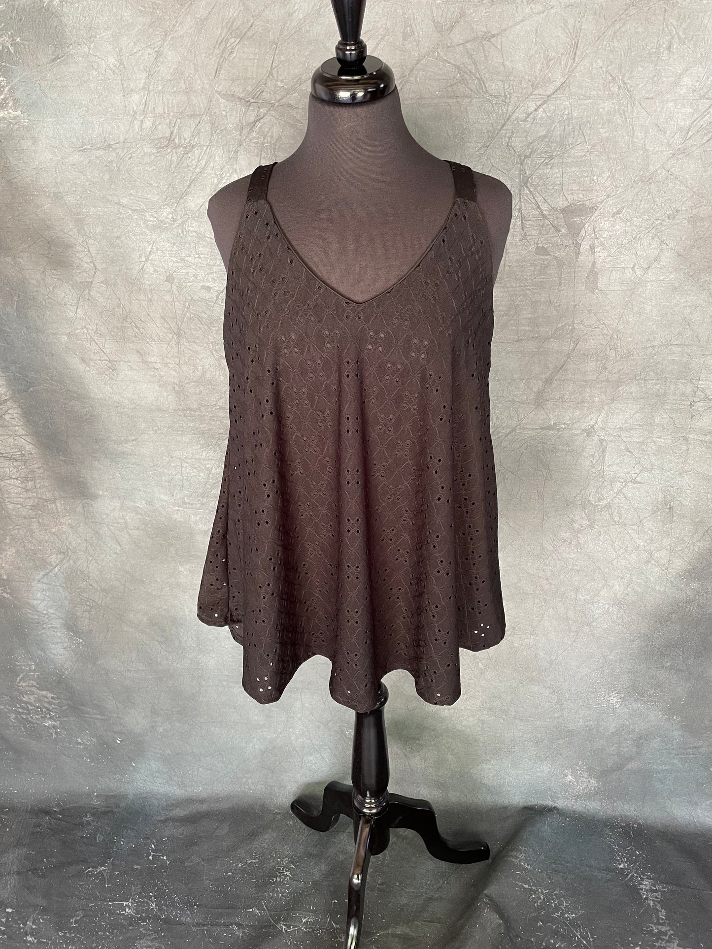Black Eyelet Tank Top