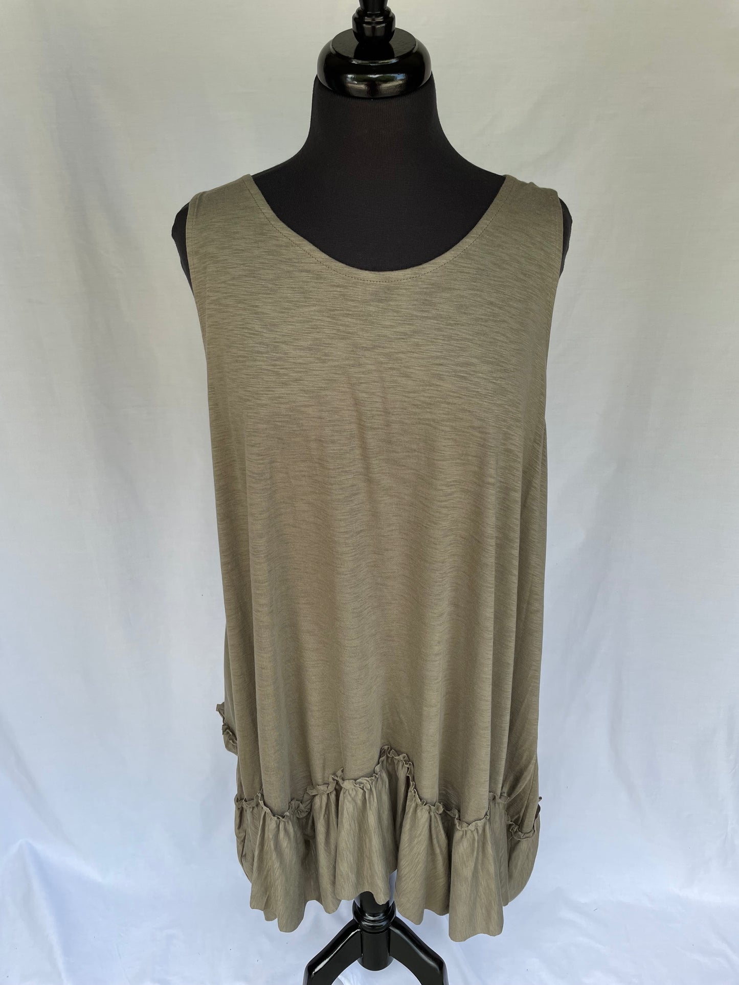 Curvy Girl Army Green Ruffled Tank