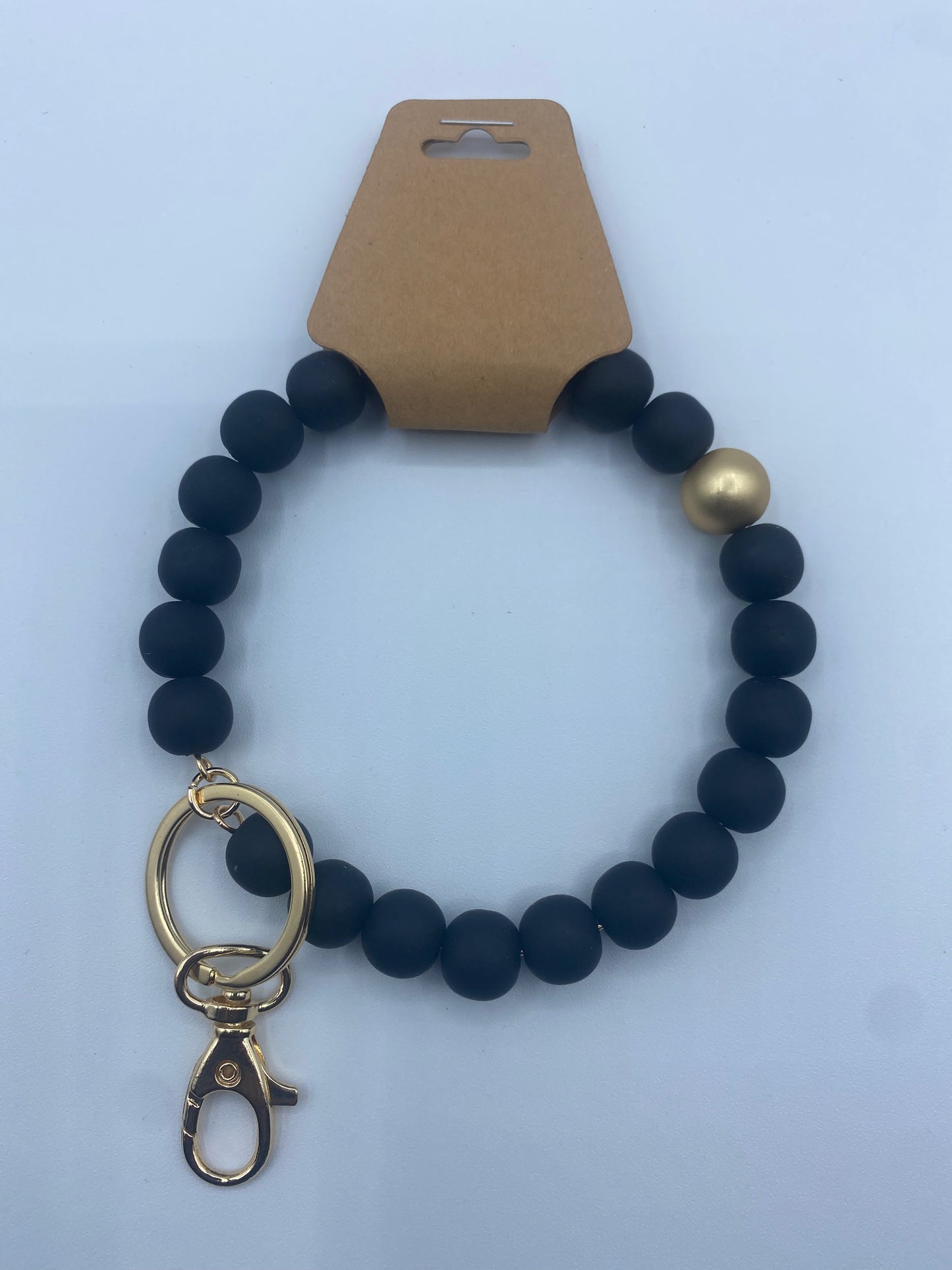 Black Rubber Silicone Beaded Keychain
